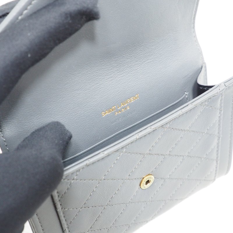 YSL 灰色中卡包-18