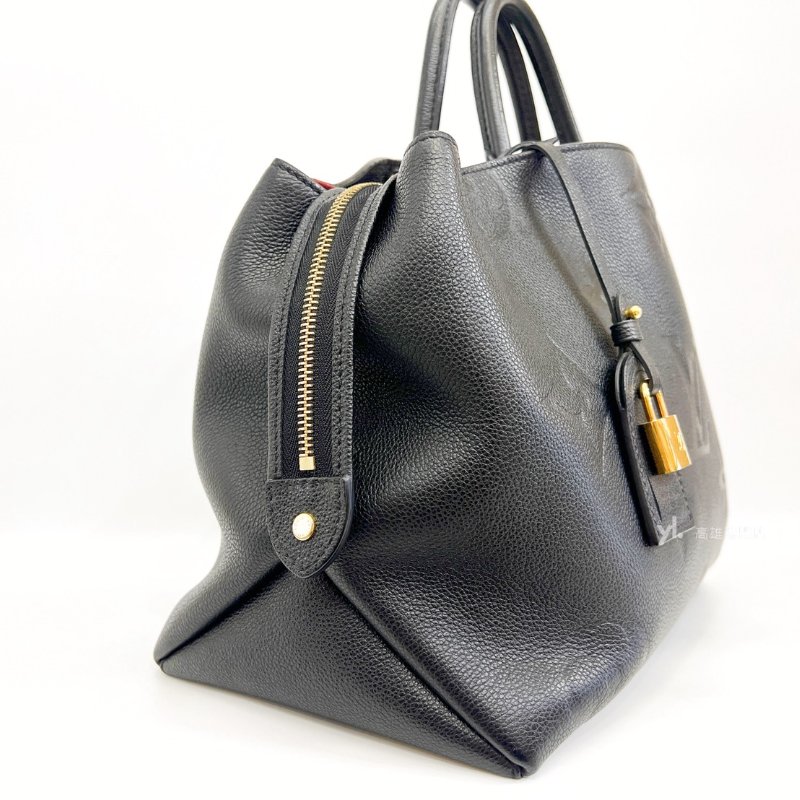 ❣ LV 黑牛皮大壓紋GrandPalais金釦手提斜背包-4