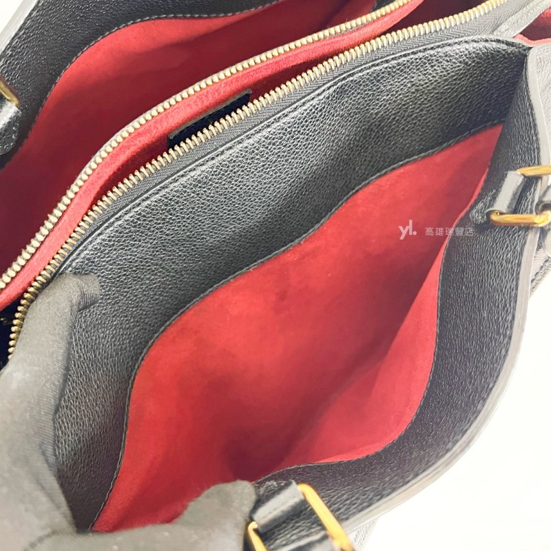 ❣ LV 黑牛皮大壓紋GrandPalais金釦手提斜背包-9