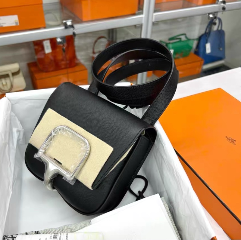 有購證💓Hermes 黑银Della 全新全套Z刻epsom-4