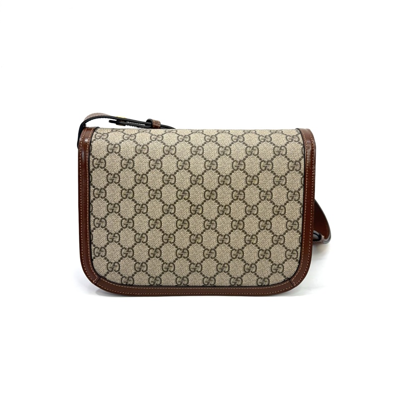 Gucci 咖PVC馬銜扣1995肩斜背包-1