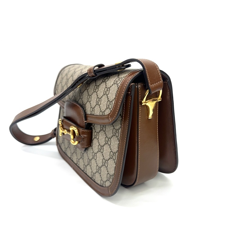 Gucci 咖PVC馬銜扣1995肩斜背包-2