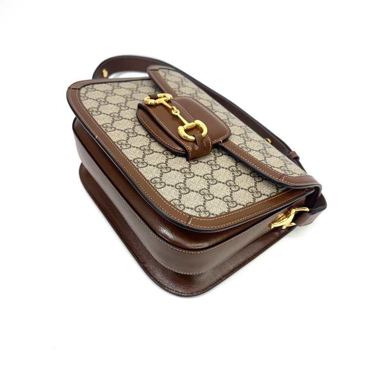 Gucci 咖PVC馬銜扣1995肩斜背包-6