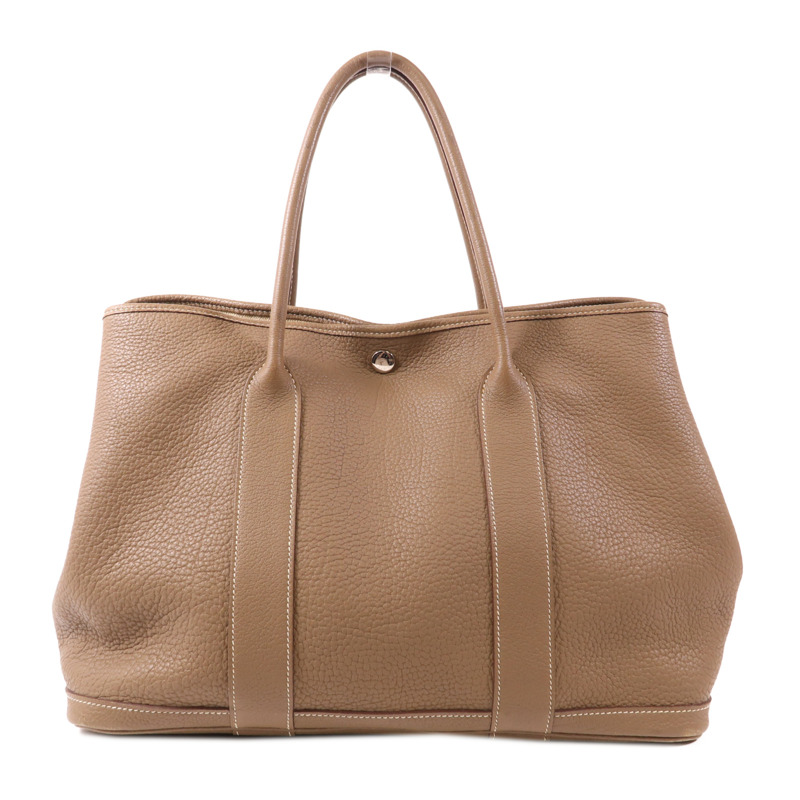 HERMES Negonda皮革GardenParty PM銀扣手挽袋Etoupe-1