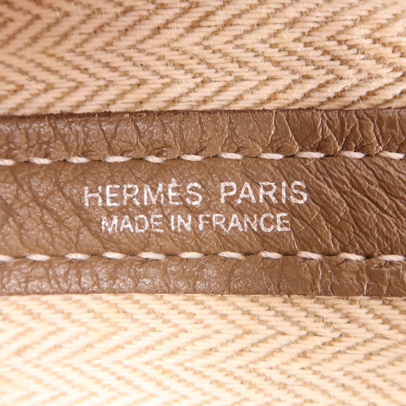 HERMES Negonda皮革GardenParty PM銀扣手挽袋Etoupe-5