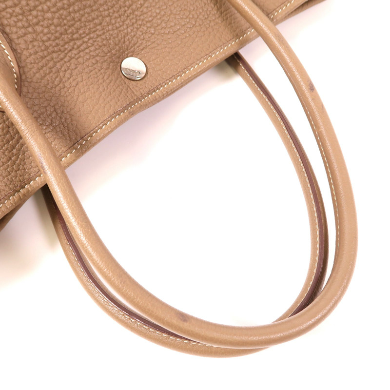 HERMES Negonda皮革GardenParty PM銀扣手挽袋Etoupe-8
