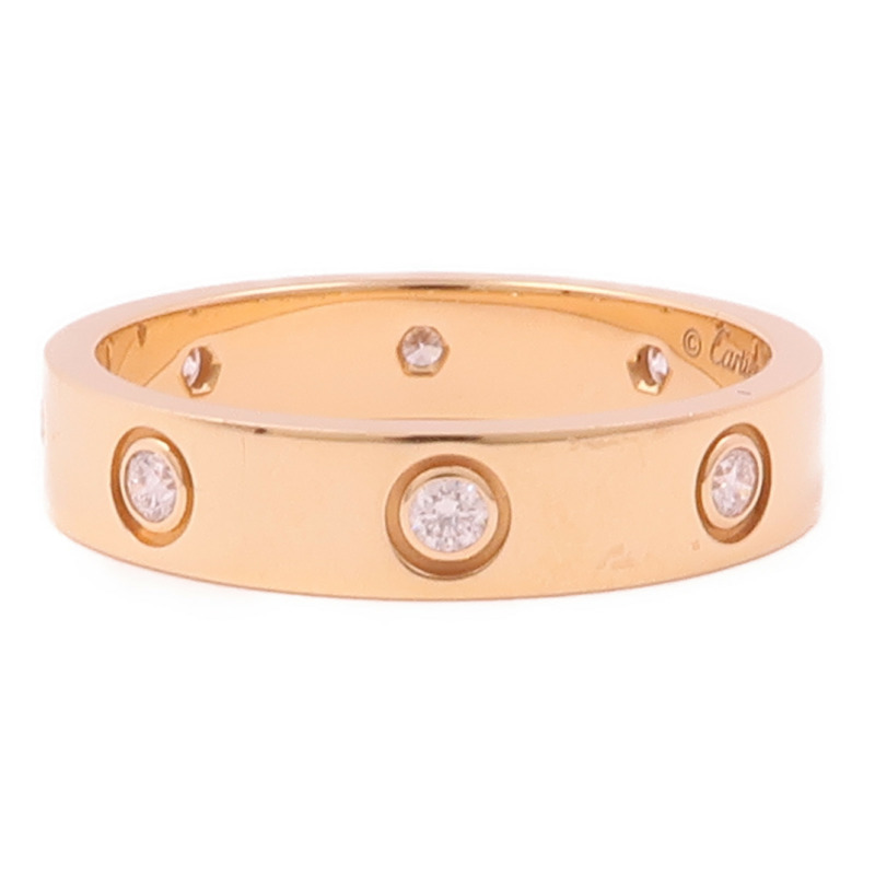 CARTIER 18K玫瑰金Love Ring Small Model 8 Diamonds鑽石戒指Cartier#53-5