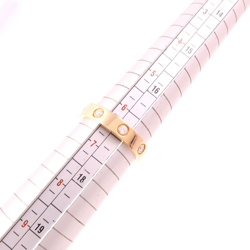 CARTIER 18K玫瑰金Love Ring Small Model 8 Diamonds鑽石戒指Cartier#53-7