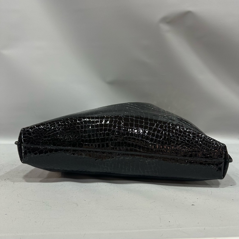 ysl 634804 黑色漆皮鱷魚紋金鏈 肩背包 booktote-6