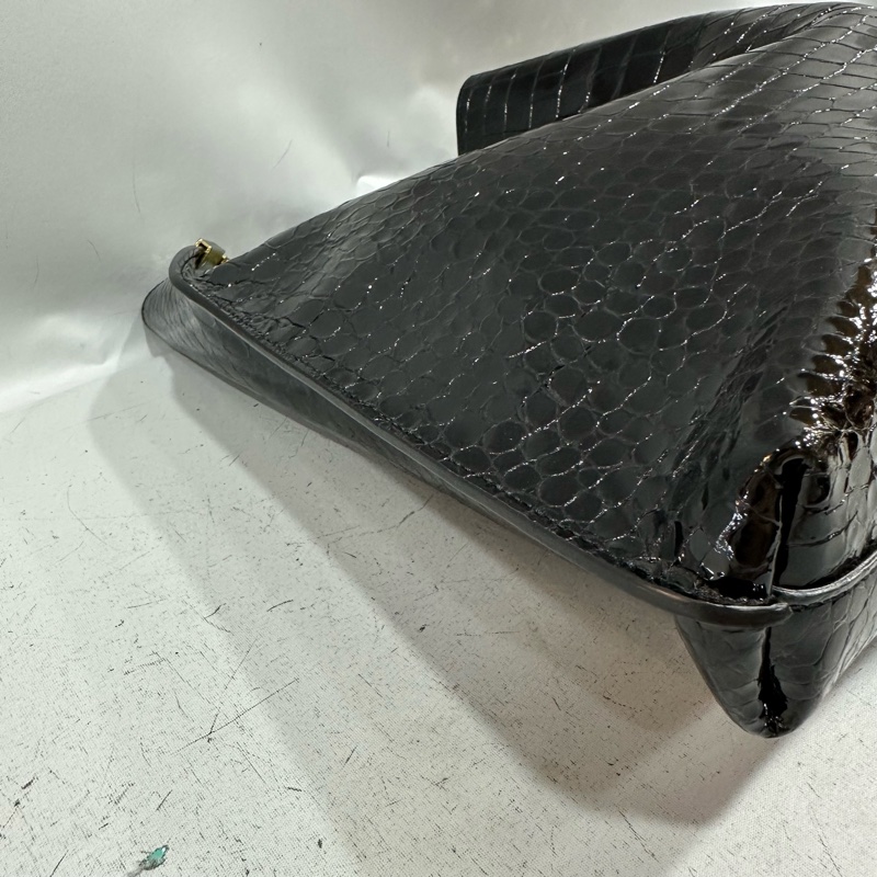 ysl 634804 黑色漆皮鱷魚紋金鏈 肩背包 booktote-8