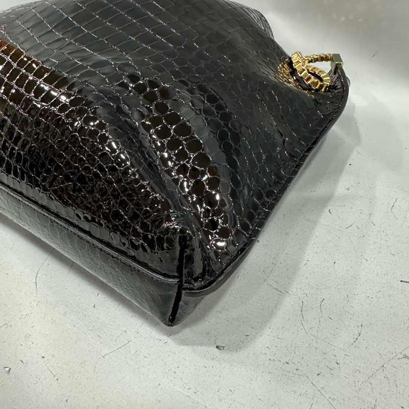 ysl 634804 黑色漆皮鱷魚紋金鏈 肩背包 booktote-9