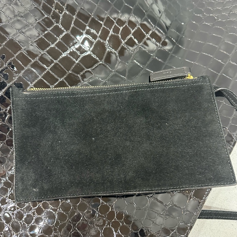 ysl 634804 黑色漆皮鱷魚紋金鏈 肩背包 booktote-14