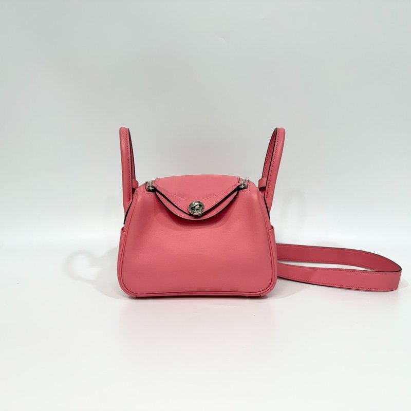 HERMES 8W唇膏粉銀釦Swift牛皮mini lindy-0