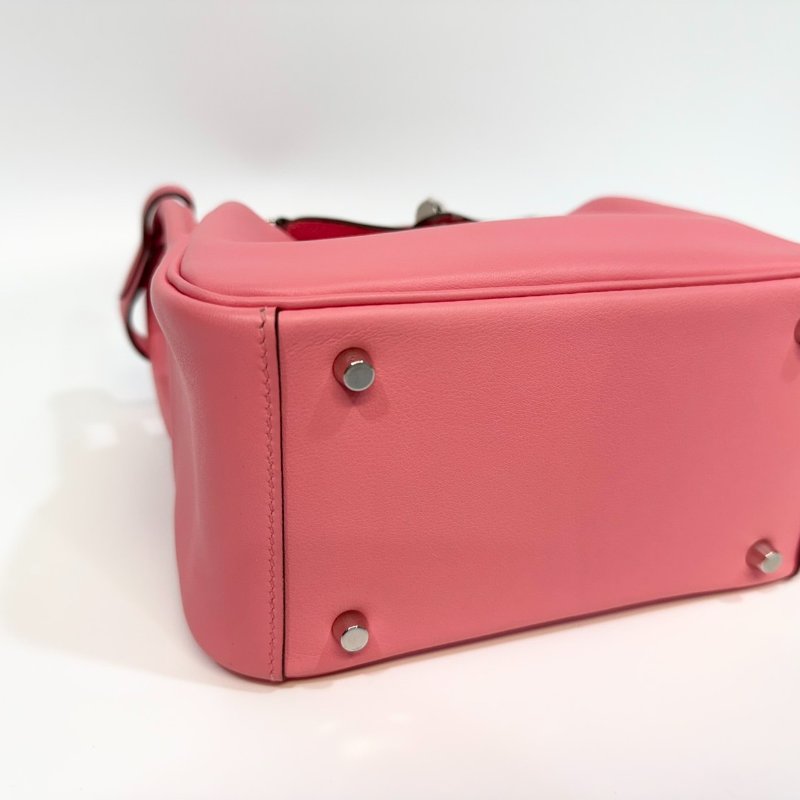 HERMES 8W唇膏粉銀釦Swift牛皮mini lindy-5
