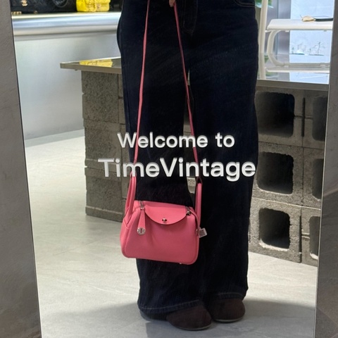 Hermes 愛馬仕 8W 唇膏粉 Swift 牛皮 Mini Lindy 手提包 肩背包 斜背包 銀釦