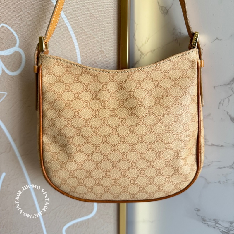 CELINE Vintage Macadam Shoulder Bag 中古 茶色 老花 肩背包-1
