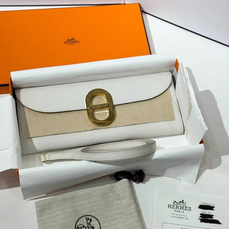 有購證💓 愛馬仕Hermes豬鼻子奶灰色金扣包  B刻-1