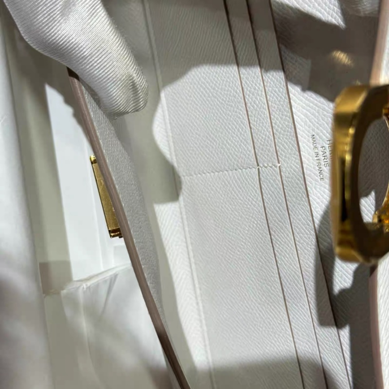 有購證💓 愛馬仕Hermes豬鼻子奶灰色金扣包  B刻-6