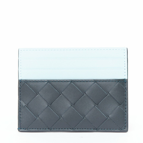 BOTTEGA VENETA inkwell pale blue intrecciato credit card case wallet