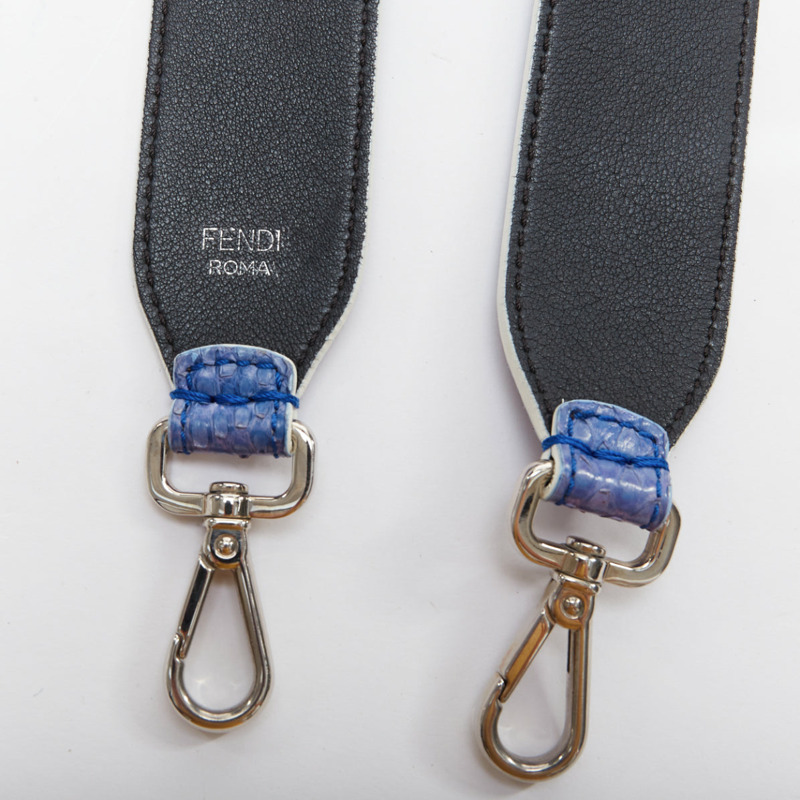 rare FENDI Karlito purple scaled leather Karl fur cartoon applique bag strap-4