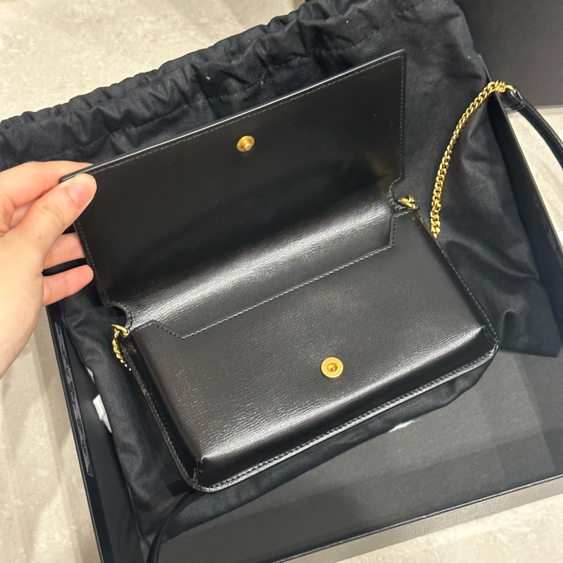 全新🈶️購證❤️#ysl #黑金 #手機包 #鏈條包 #woc-7