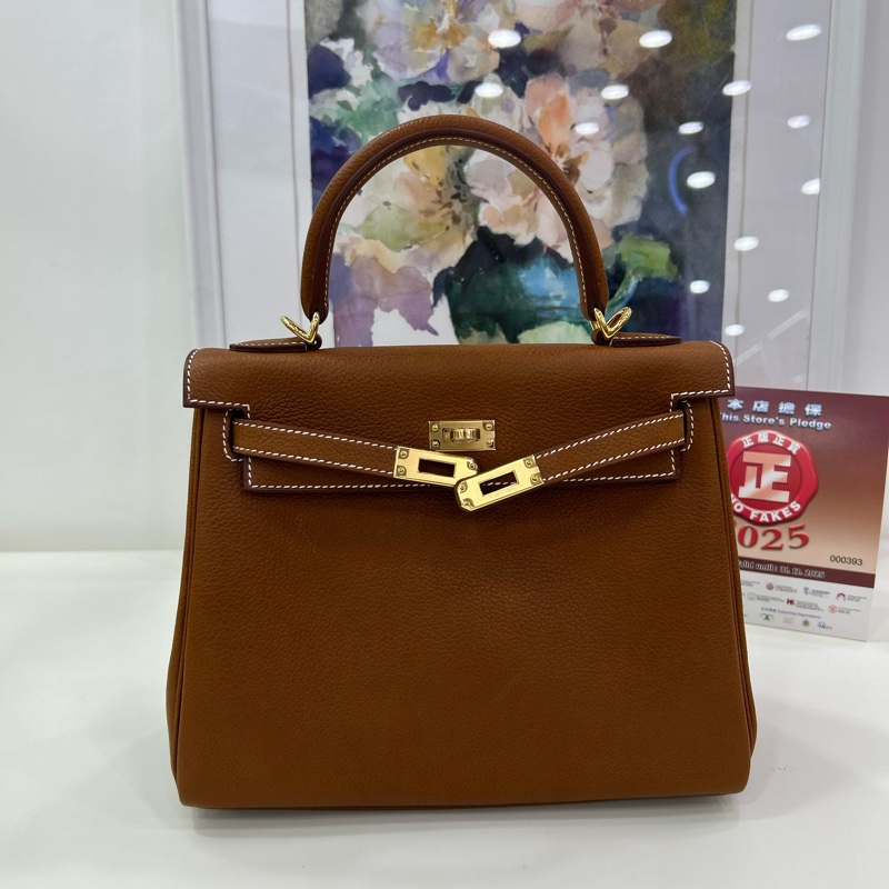 愛馬仕 Kelly 25 金棕金扣 福寶馬鞍皮 雙肩帶  K刻  全新全套 Hermes Kelly 25 Stamp K Gold color GHW Barenia Faubourg leather Double Straps Brand New full set-6