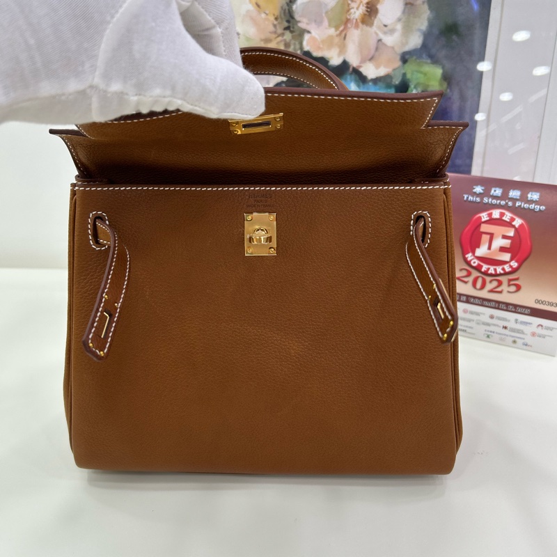 愛馬仕 Kelly 25 金棕金扣 福寶馬鞍皮 雙肩帶  K刻  全新全套 Hermes Kelly 25 Stamp K Gold color GHW Barenia Faubourg leather Double Straps Brand New full set-7