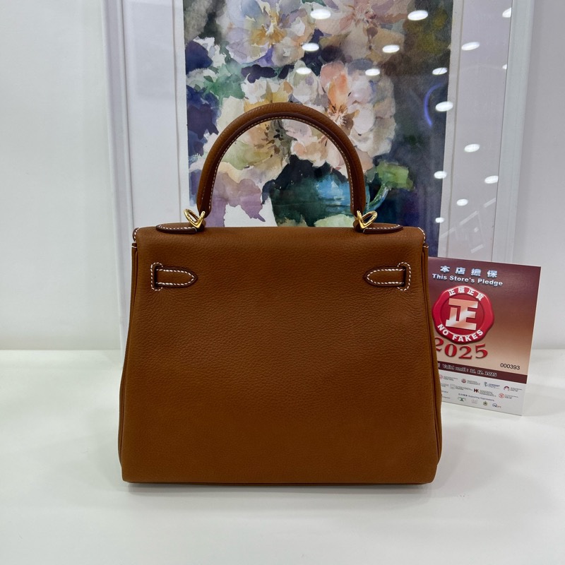 愛馬仕 Kelly 25 金棕金扣 福寶馬鞍皮 雙肩帶  K刻  全新全套 Hermes Kelly 25 Stamp K Gold color GHW Barenia Faubourg leather Double Straps Brand New full set-8
