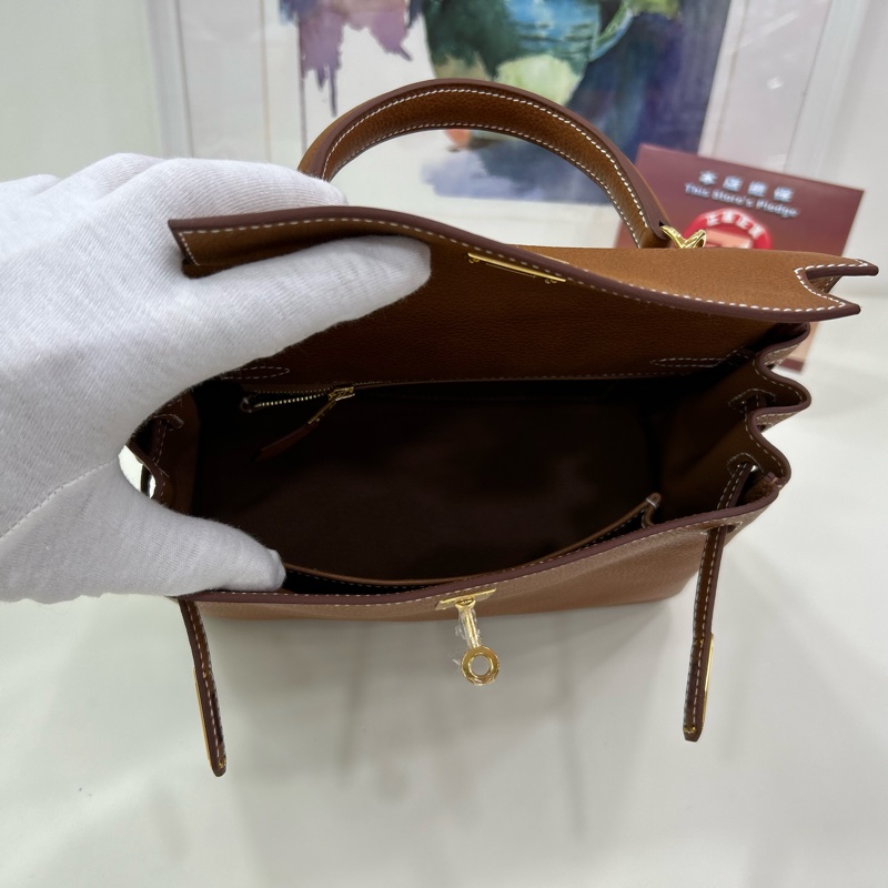 愛馬仕 Kelly 25 金棕金扣 福寶馬鞍皮 雙肩帶  K刻  全新全套 Hermes Kelly 25 Stamp K Gold color GHW Barenia Faubourg leather Double Straps Brand New full set-14