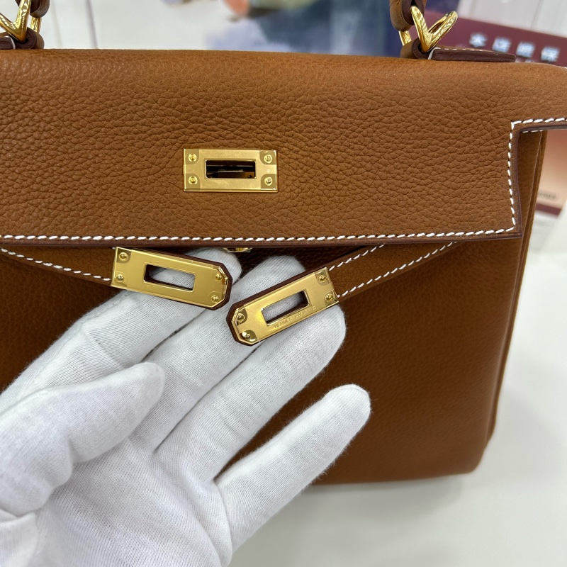愛馬仕 Kelly 25 金棕金扣 福寶馬鞍皮 雙肩帶  K刻  全新全套 Hermes Kelly 25 Stamp K Gold color GHW Barenia Faubourg leather Double Straps Brand New full set-16