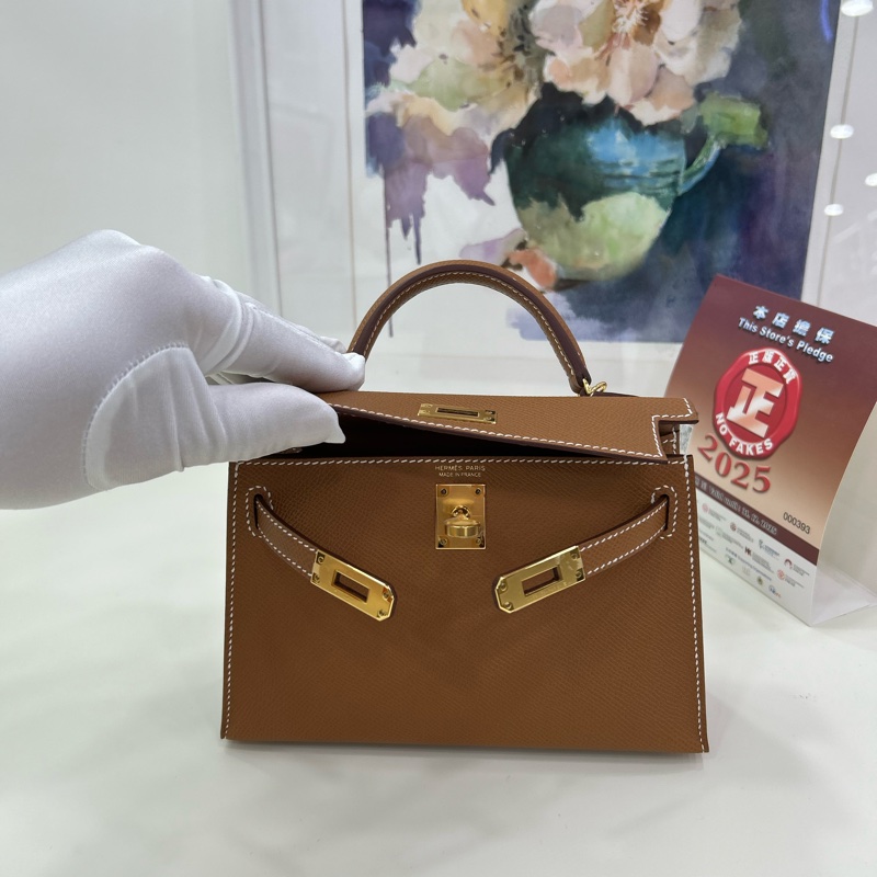 愛馬仕 mini Kelly 二代 B刻 金棕金扣 epsom皮 全膜全新全套 Brand New Hermes Mini Kelly II Stamp B, Gold Epsom GHW full set-7