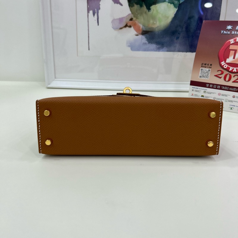 愛馬仕 mini Kelly 二代 B刻 金棕金扣 epsom皮 全膜全新全套 Brand New Hermes Mini Kelly II Stamp B, Gold Epsom GHW full set-9