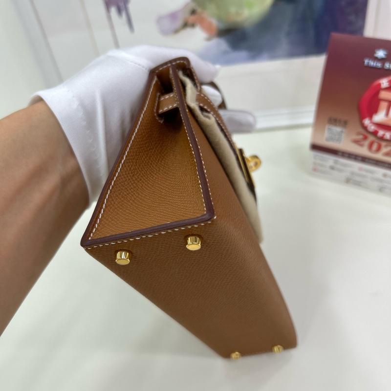 愛馬仕 mini Kelly 二代 B刻 金棕金扣 epsom皮 全膜全新全套 Brand New Hermes Mini Kelly II Stamp B, Gold Epsom GHW full set-10