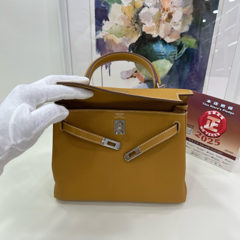 愛馬仕 Kelly 25 W刻 沙灘金銀扣 Togo皮 全新全套 原單 Hermes Kelly 25 Stamp W Natural Sable PHW Togo leather Brand New Full Set with original receipt-6