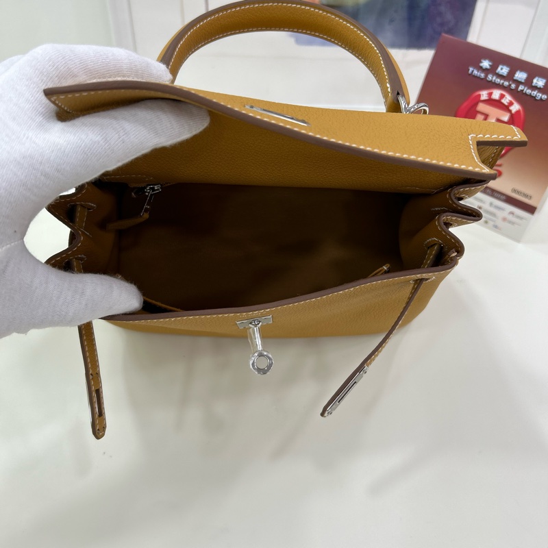 愛馬仕 Kelly 25 W刻 沙灘金銀扣 Togo皮 全新全套 原單 Hermes Kelly 25 Stamp W Natural Sable PHW Togo leather Brand New Full Set with original receipt-13