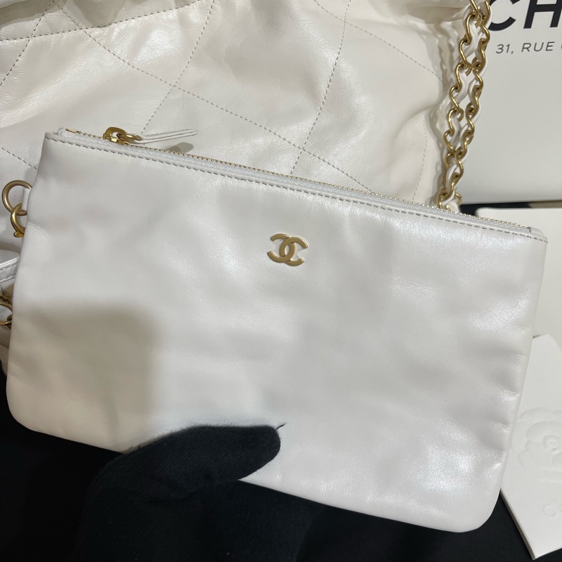 Chanel香奈兒中號白色垃圾袋22nag（大全配購證齊全‼️)-9
