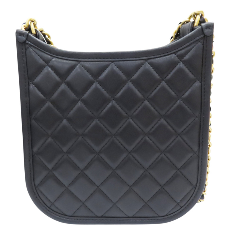 黑色 菱格紋 牛皮 Hobo 肩背包 金扣【CHANEL 香奈兒】 AS4532-1
