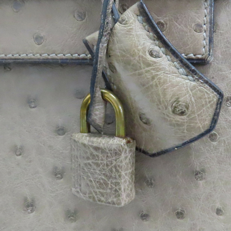 卡其色 鴕鳥皮 Kelly 28 凱莉包 兩用包 ○U刻 金扣【HERMES 愛馬仕】-15