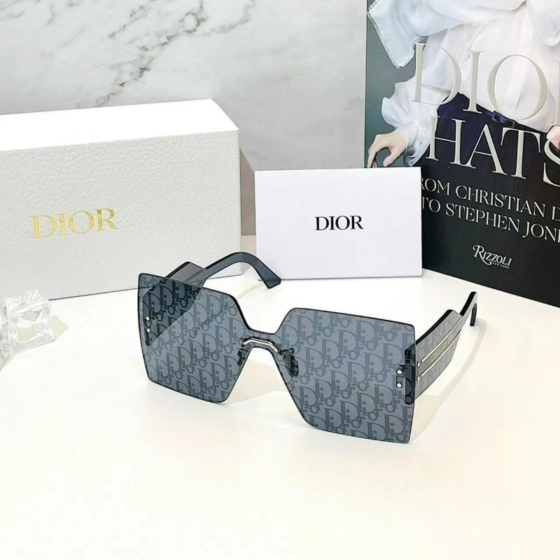 Dior 最新爆款！深藍全滿版老花方型無框太陽眼鏡 全新全配-3