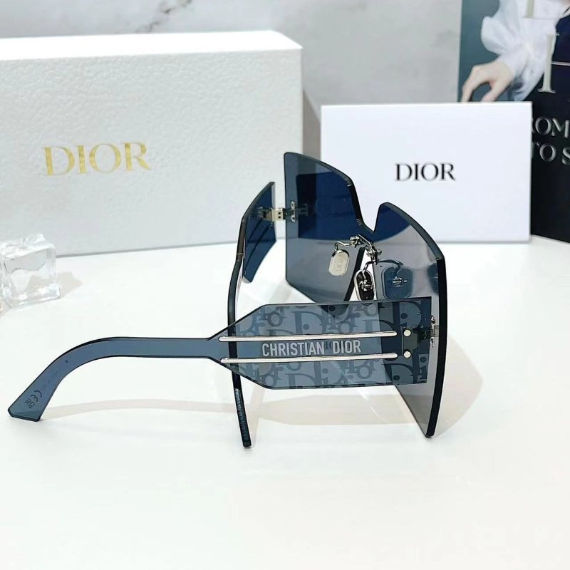 Dior 最新爆款！深藍全滿版老花方型無框太陽眼鏡 全新全配-4