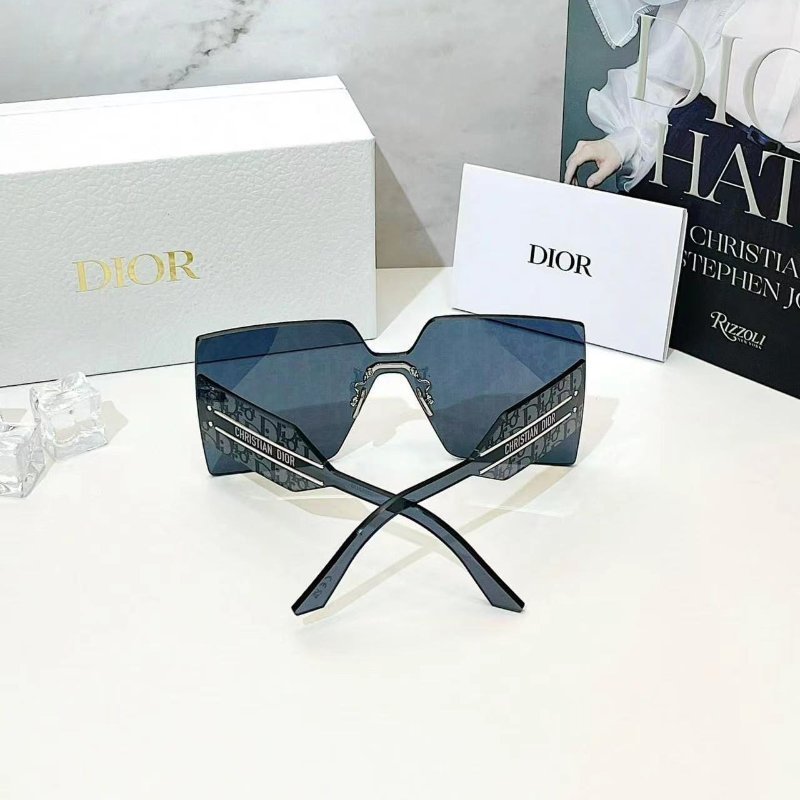 Dior 最新爆款！深藍全滿版老花方型無框太陽眼鏡 全新全配-5