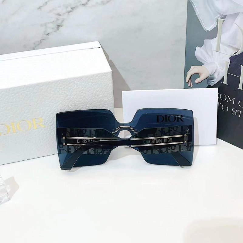 Dior 最新爆款！深藍全滿版老花方型無框太陽眼鏡 全新全配-6