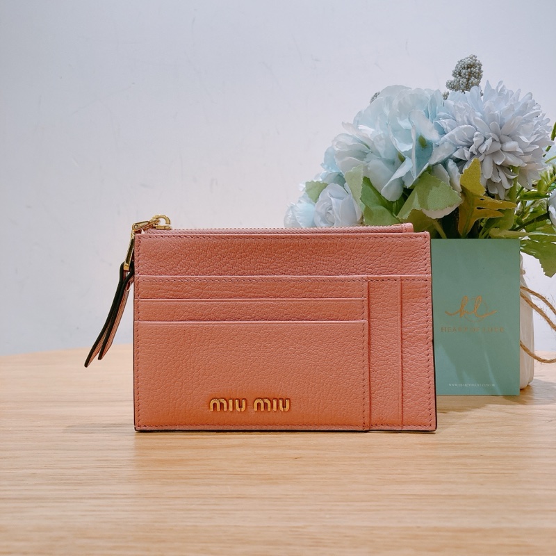 TW4278 Miumiu 粉色拉鏈卡包 Zipped Card Holder-0