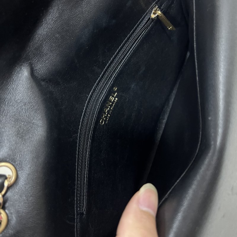 Chanel 埃及系列19A黑金羊皮古巴 大logo 翻蓋鍊條包 95新 26.5*16.5*5 配件齊全-5