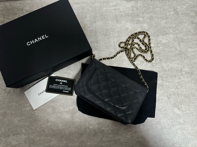 正品 Chanel woc經典黑金荔枝皮-1