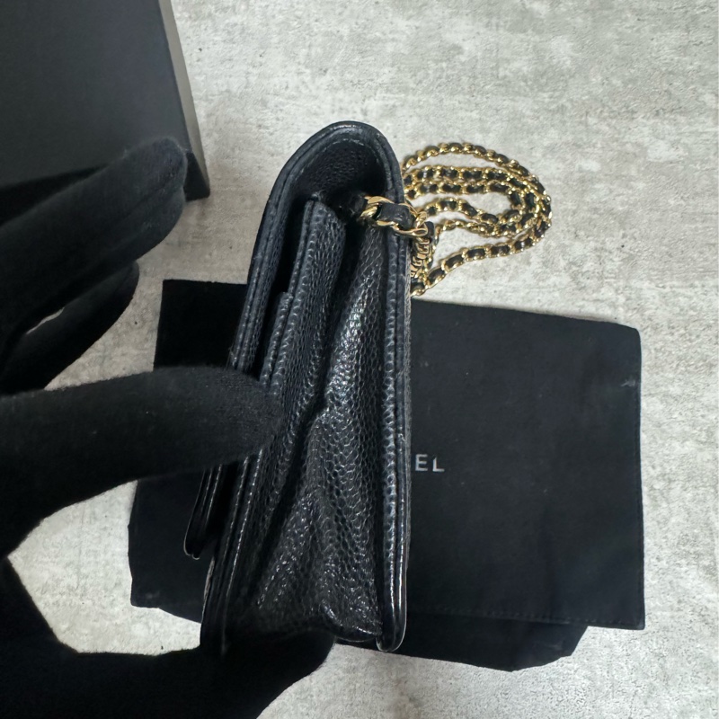 正品 Chanel woc經典黑金荔枝皮-3