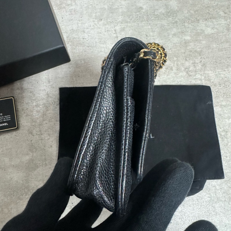正品 Chanel woc經典黑金荔枝皮-5