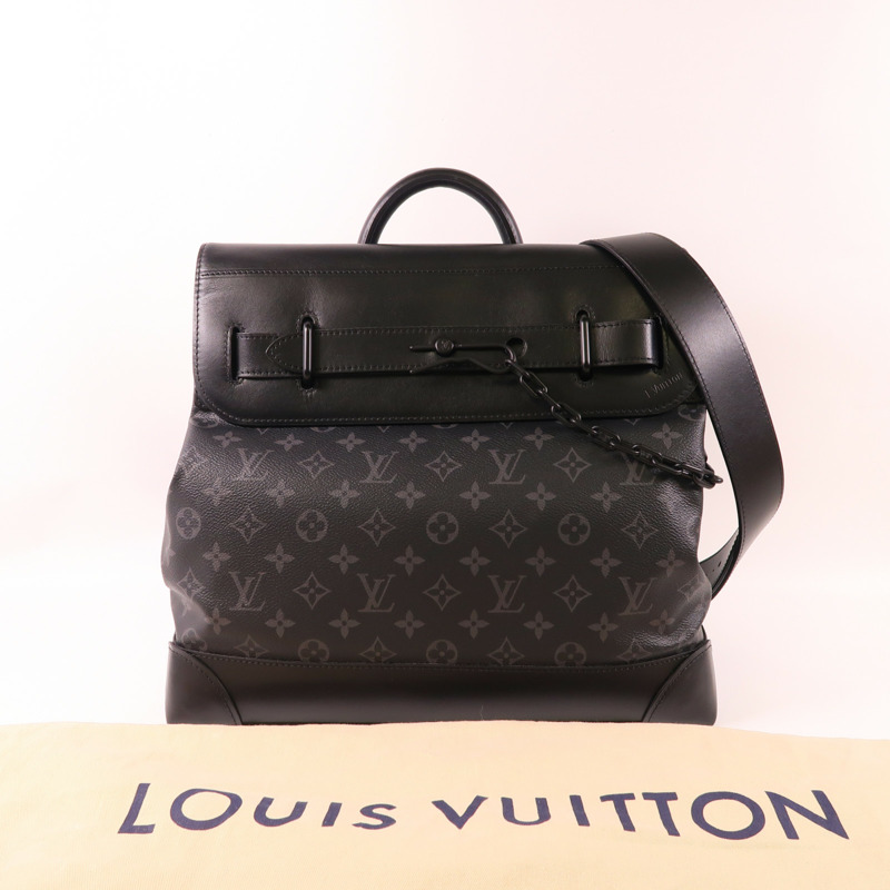 LOUIS VUITTON Monogram Eclipse Steamer PM手挽肩背兩用袋-17