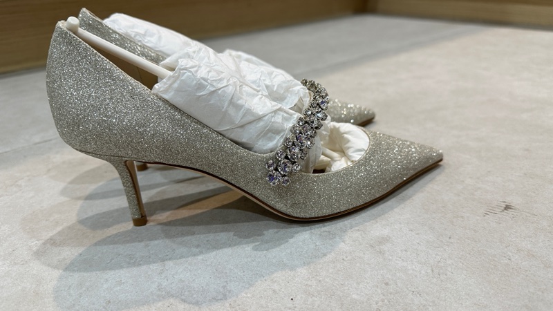 完美婚鞋Jimmy Choo 銀白鑽款 37.5-5