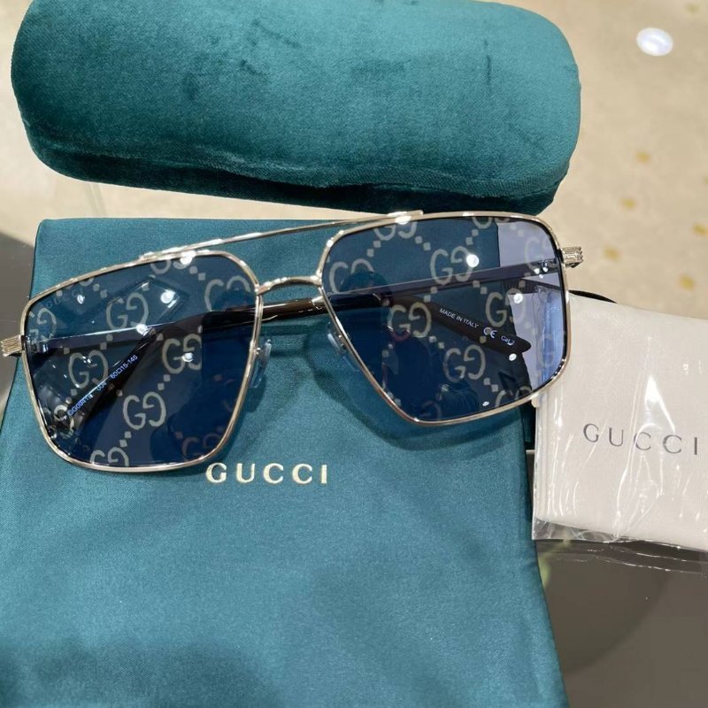 Gucci 滿LOGO 男款太陽眼鏡 全新全配-0